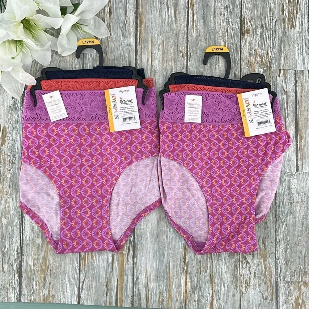 Women's Modal and Lace Hipster Panties Underwear Briefs 2, 3-Packs Size L